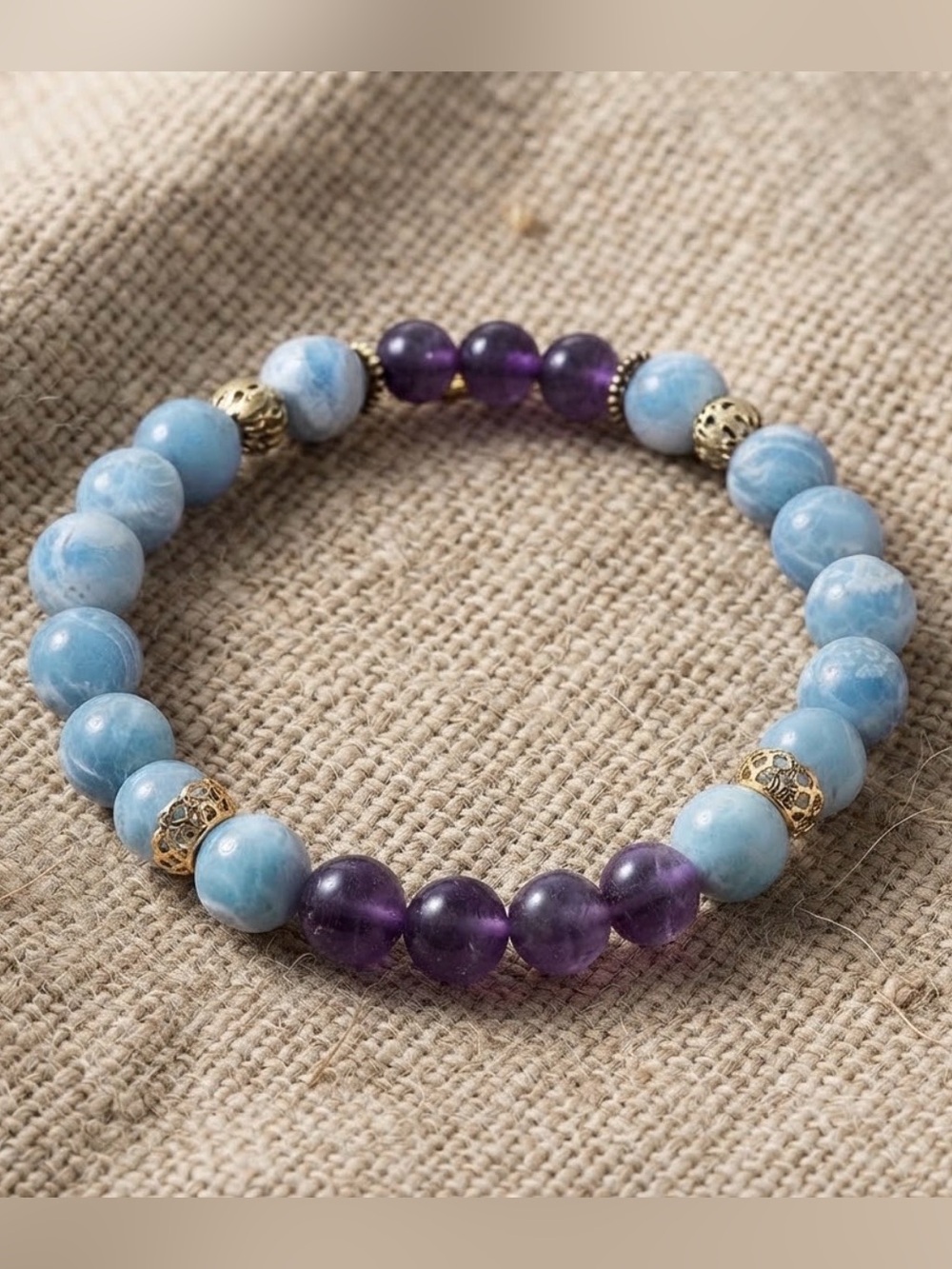 Larimar and Amethyst Bracelet